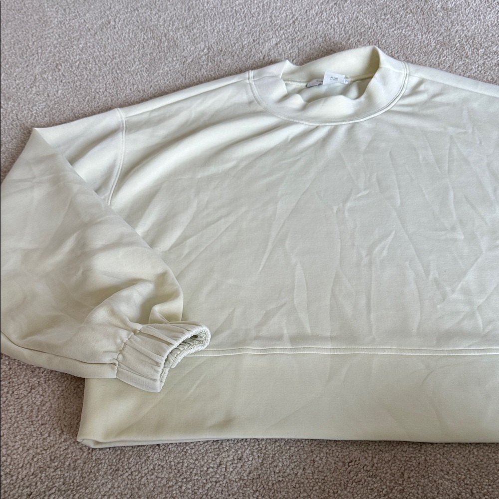 Club Monaco Scuba Knit Pale Yellow Sweatshirt Size Medium